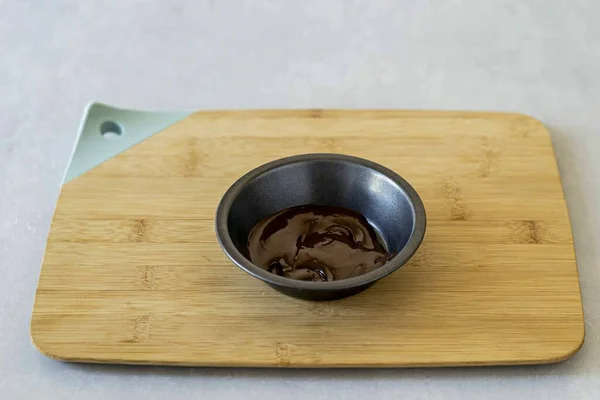 Sciogliere Cioccolato Fondente Bagno Acqua — Foto Stock