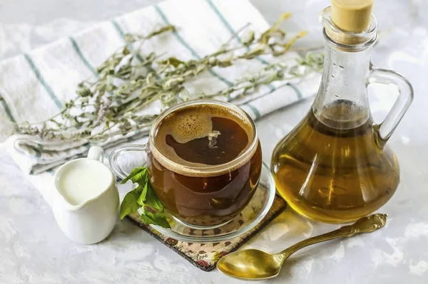 Servire Caffè Aromatico Tavola Ognuno Mescolerà Bevanda Nella Propria Tazza — Foto Stock