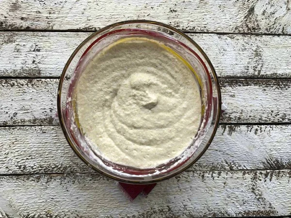 Combine Semolina Kefir Stir Leave Minutes — 스톡 사진