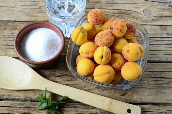 Prepare All Necessary Ingredients Making Apricots Syrup Winter — Foto de Stock