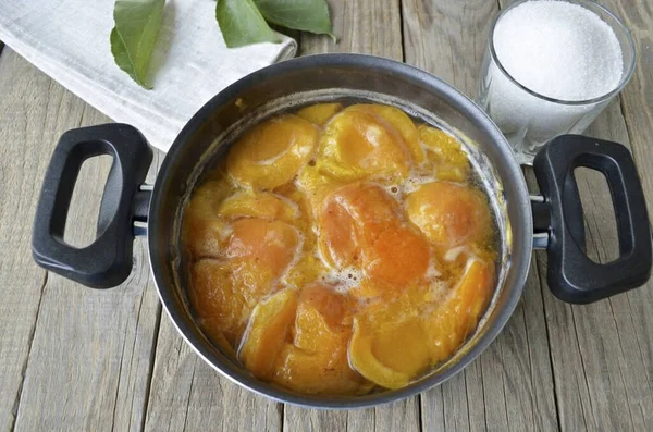 Apricots Soft Take Sieve Wipe Boiled Apricots Skins Veins Any — Stockfoto