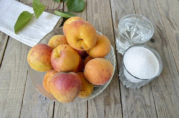 Prepare Only Most Ripe Apricots Sugar Water Its Amount Can — ストック写真
