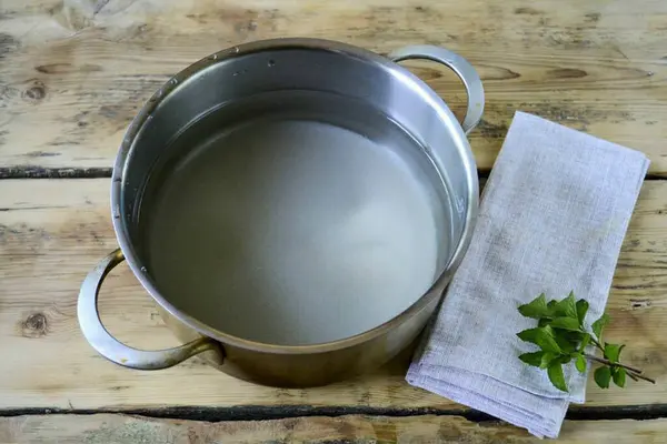 Prepare Sugar Syrup Dissolve Sugar Liters Water Bring Boil — Stock Photo, Image