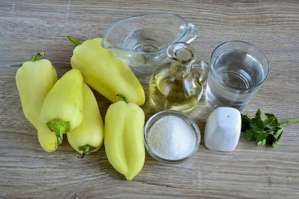 Připravte Všechny Potřebné Ingredience Pro Výrobu Sladké Papriky — Stock fotografie