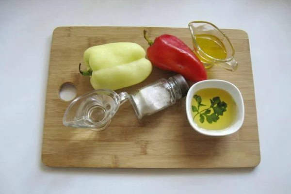 Připravte Všechny Ingredience Které Potřebujete Aby Honey Peppers Zimu — Stock fotografie