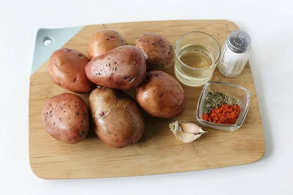 Připravte Všechny Potřebné Ingredience Pro Vaření Polských Brambor — Stock fotografie