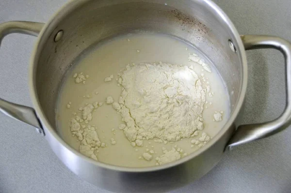 Adicione Colheres Sopa Farinha Total Mexa Para Que Não Haja — Fotografia de Stock