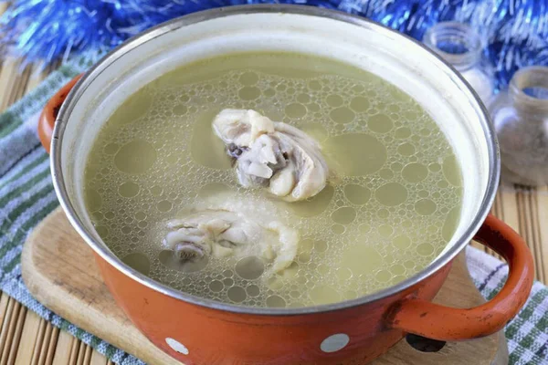 Deixe Ferver Tempere Com Sal Cozinhe Coxas Por Minutos Com — Fotografia de Stock