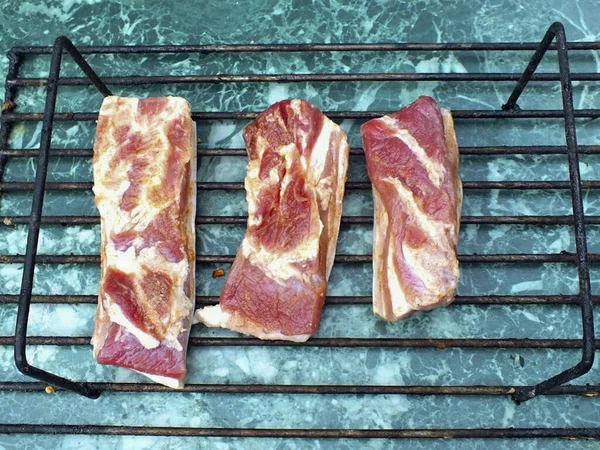 Após Tempo Passou Remova Bacon Seque Com Uma Toalha Papel — Fotografia de Stock