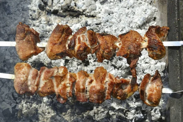 Dit Hoe Sappig Smakelijk Shish Kebab Moet Worden — Stockfoto