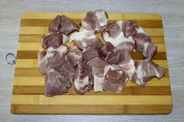 Pokroić Mięso Kawałki — Zdjęcie stockowe
