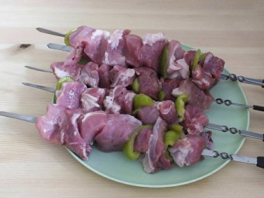 Eti biberle sırayla şiş..