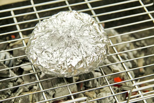 Fasulye Torbasını Izgaranın Üstüne Koy Dilediğin Kadar Pişir Gevrek Yumuşak — Stok fotoğraf