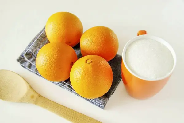 Prepare Todos Los Ingredientes Necesarios Para Hacer Compota Naranja Para —  Fotos de Stock