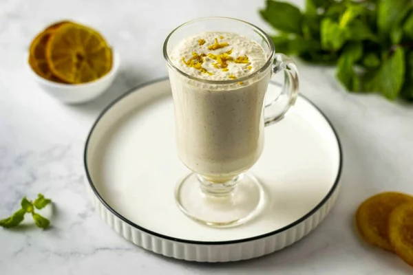 Ancinho Laranja Está Pronto Bebida Acaba Por Ser Delicada Cremosa — Fotografia de Stock