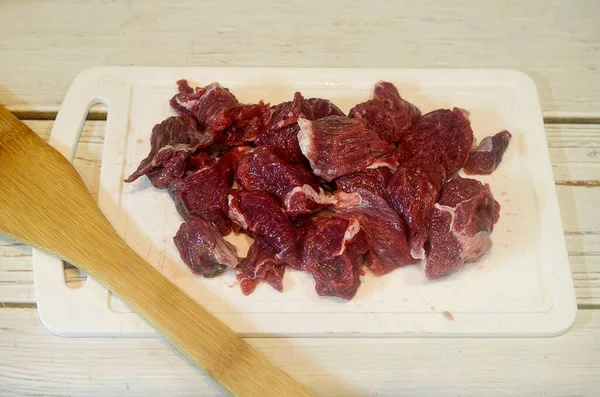 Cortar Carne Trozos Medianos — Foto de Stock