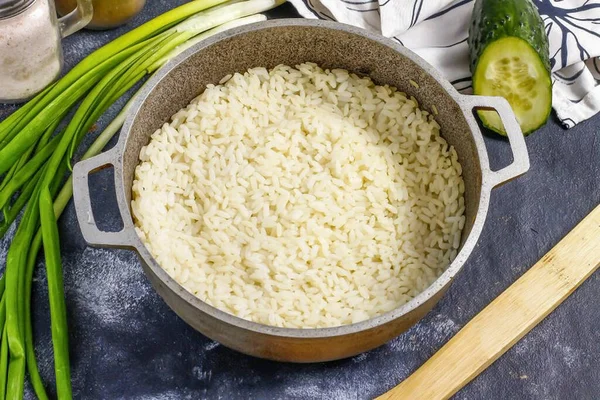 Lave Arroz Varias Veces Agua Hasta Que Quede Claro Poner —  Fotos de Stock