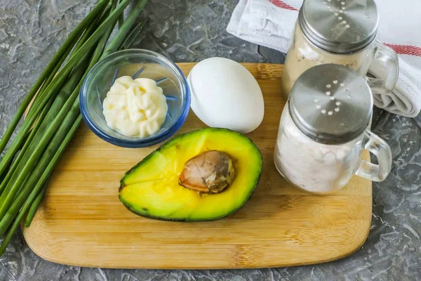 Prepare All Ingredients Needed Make Avocado Paste Sandwich — Stock Photo, Image