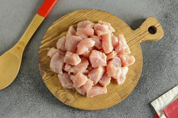 Cut Turkey Fillet Small Pieces — Stock Photo, Image