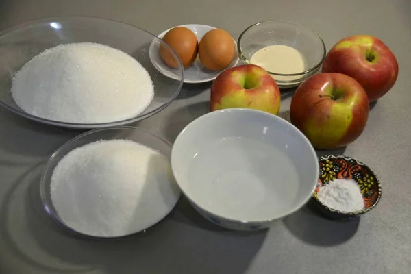 Bereid Alle Ingrediënten Voor Het Maken Van Marshmallow Met Sgar — Stockfoto