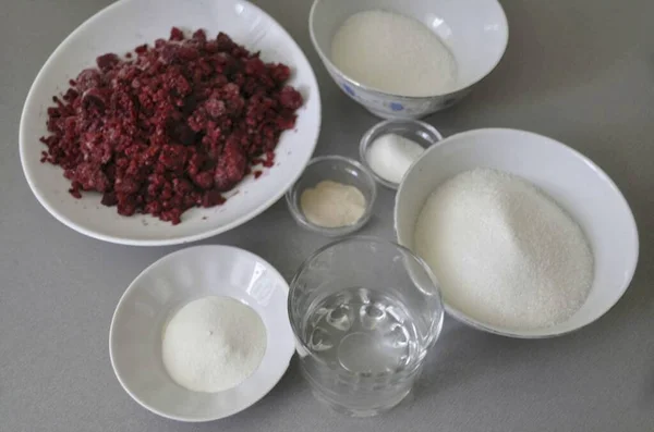 Подготовьте Необходимые Ингредиенты Приготовления Зефира Малины — стоковое фото