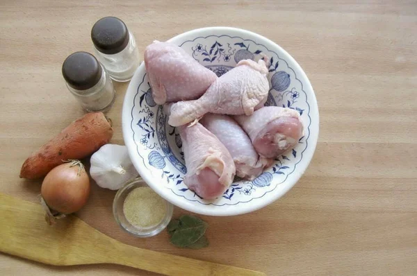 Ετοιμάστε Όλα Απαραίτητα Συστατικά Για Την Παρασκευή Κοτόπουλο Πόδια Ζελέ — Φωτογραφία Αρχείου