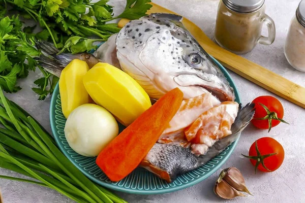 Préparer Tous Les Ingrédients Nécessaires Cuisson Oreille Saumon Dans Une — Photo