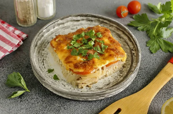 Salmão Chum Está Pronto Uma Combinação Muito Saborosa Peixe Legumes — Fotografia de Stock