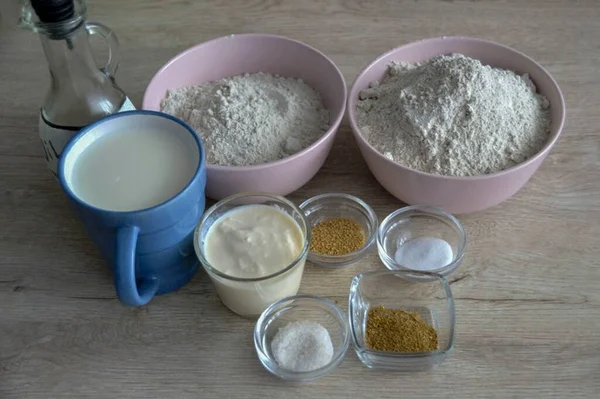 Prepare Todos Ingredientes Necessários Para Fazer Pão Diabético Forno — Fotografia de Stock
