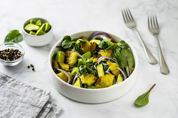 Ensalada Piña Magra Está Listo Tiene Sabor Brillante Jugoso También —  Fotos de Stock