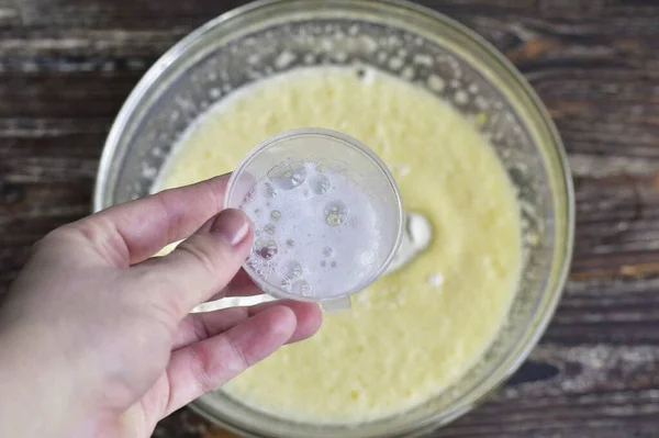 Beat Everything Mixer Minutes Add Baking Soda Which Sure Extinguish — Stock Photo, Image