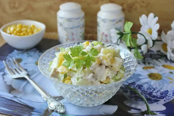 Ensalada Con Piña Col China Preparada Ensalada Piña Col China — Foto de Stock