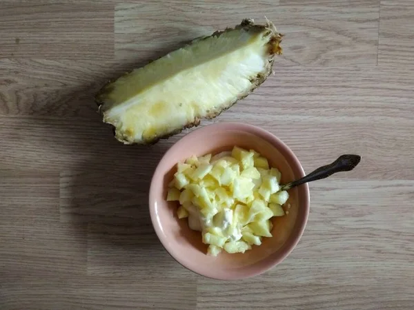 Seguida Misture Fruta Com Queijo — Fotografia de Stock