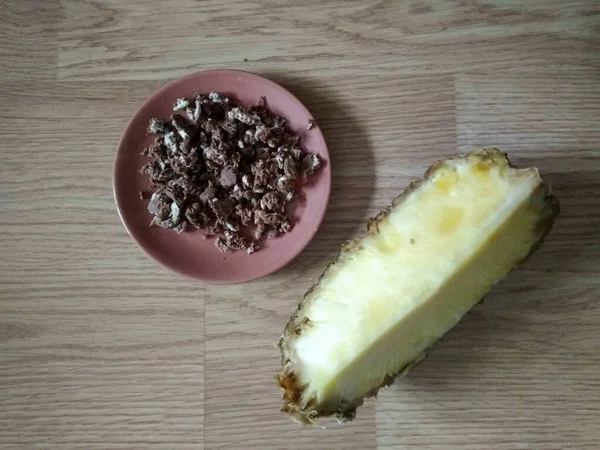 Chop Chocolate Prepare Coconut Flakes — Stock Photo, Image
