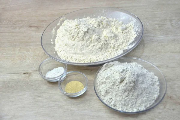Mix Flour Salt Yeast — Stock Photo, Image