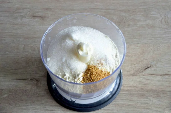 Приготовьте Песочное Печенье Положите Муку Соль Сахар Ванильный Сахар Лимонную — стоковое фото