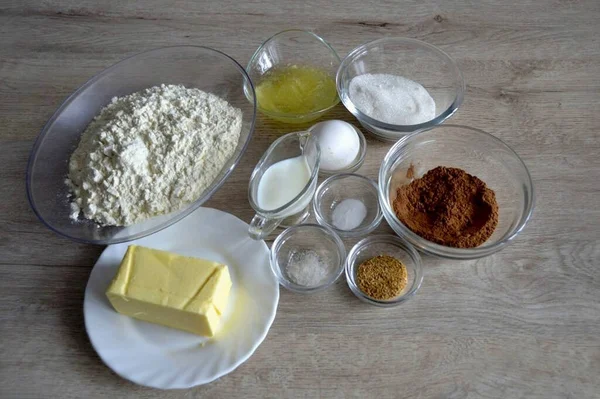 Prepare Todos Ingredientes Necessários Para Fazer Pastelaria Saxã — Fotografia de Stock
