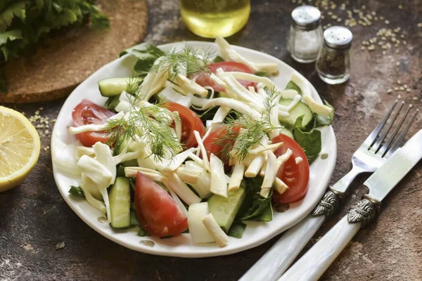 Queso Que Añadirá Toque Picante Nuestra Ensalada Pruebe Ensalada Chechil —  Fotos de Stock