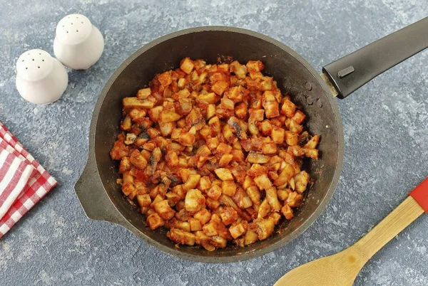 Add Flour Spices Stir Add Tomato Paste Continue Stirring Cook — Stock Photo, Image