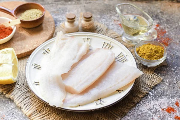 Připravte Všechny Potřebné Ingredience Pro Vaření Indické Ryby — Stock fotografie