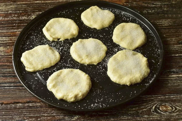 Anschließend Den Teig Kneten Teilen Sie Stücke Drücken Sie Jedes — Stockfoto