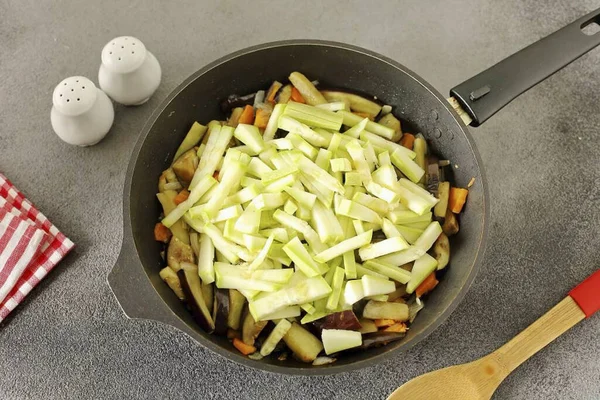 Add Sliced Zucchini Zucchini Young Remove Skin — Stock Photo, Image