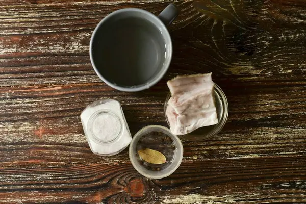 Prepare All Necessary Ingredients Making Salo Wet Salted — Stock Photo, Image