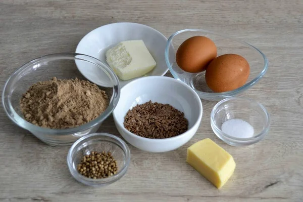 Bereiten Sie Alle Zutaten Für Hefefreies Keto Brot Vor — Stockfoto