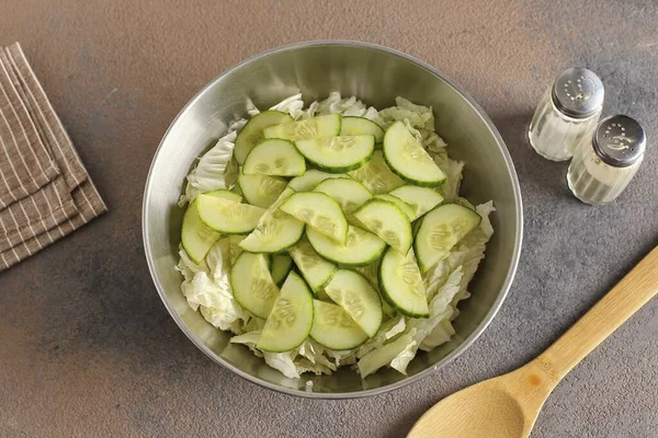 Add Sliced Cucumber Bowl — Stock Photo, Image
