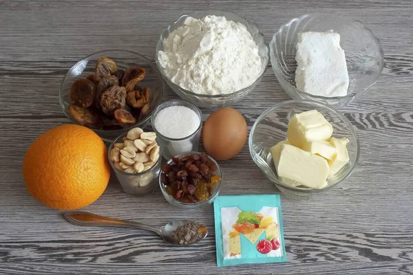 Prepare Todos Los Ingredientes Necesarios Para Hacer Mini Stollens — Foto de Stock