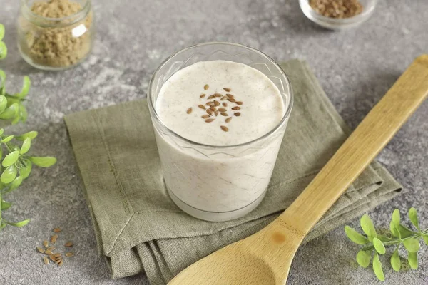 Flax Kefir Weight Loss Ready Enough Just Mix Everything Right — Stock Photo, Image