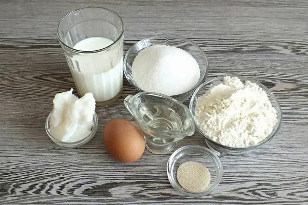 Prepare All Necessary Ingredients Making Sweet Biscuits — Stock Photo, Image