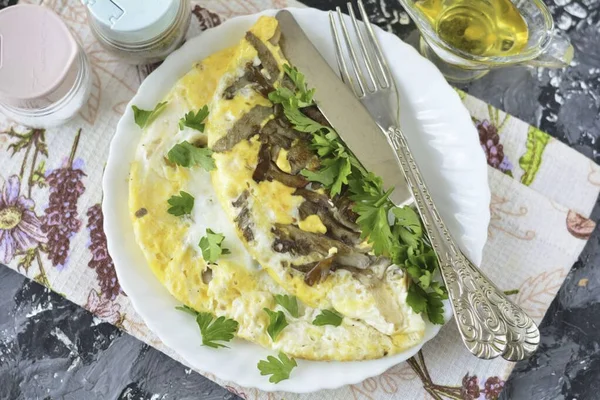 Serve Hot Garnish Herbs Quick Breakfast Lunch Prepare Hearty Oyster — Stock Photo, Image