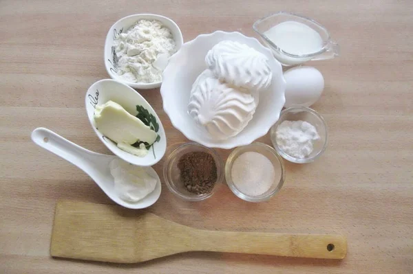 Приготовьте Ингредиенты Необходимые Приготовления Печенья Зефира — стоковое фото